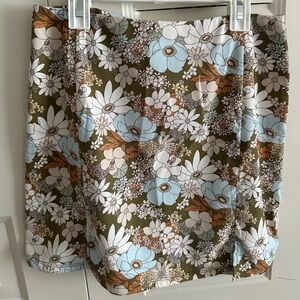 Altar'd State Floral Pencil Skirt - Olive, Sky Blue, Rust